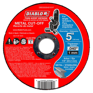 Diablo DBD050040101F 5 Metal Cut Off Disc Thin Kerf