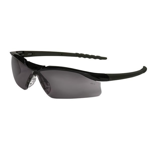 MCR SAFETY DL112 Dallas Safety Glasses - Scratch Resistant, Gray Lens, Black Frame/Temple Color, Polycarbonate