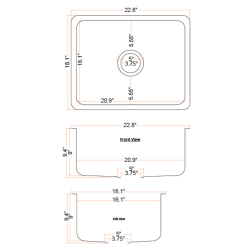 DAKOTA Dakota Plumbing Products DSE-HC2318 Copper Kitchen Sink