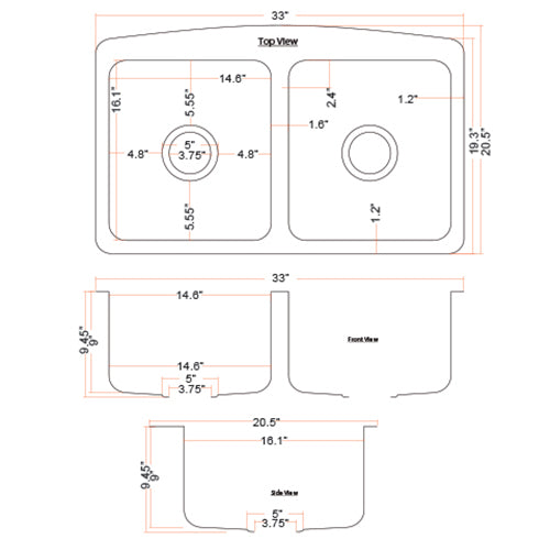 DAKOTA Dakota Plumbing Products DSE-HCA5050 Apron Kitchen Sink