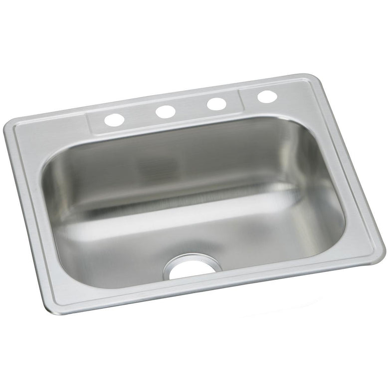 Elkay DSE133221 Dayton Stainless Steel Kitchen Sink, Drop-In, 1-Hole Single Bowl, Elite Satin, 20 Gauge, 33 x 22 x 8-1/16