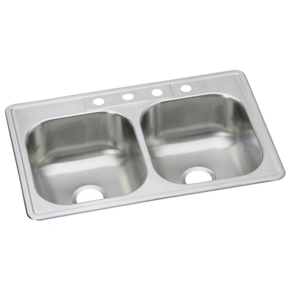 Elkay DSEW40233224 Dayton Stainless Steel 33 x 22 x 8-1/16 Equal Double Bowl Drop-in Sink