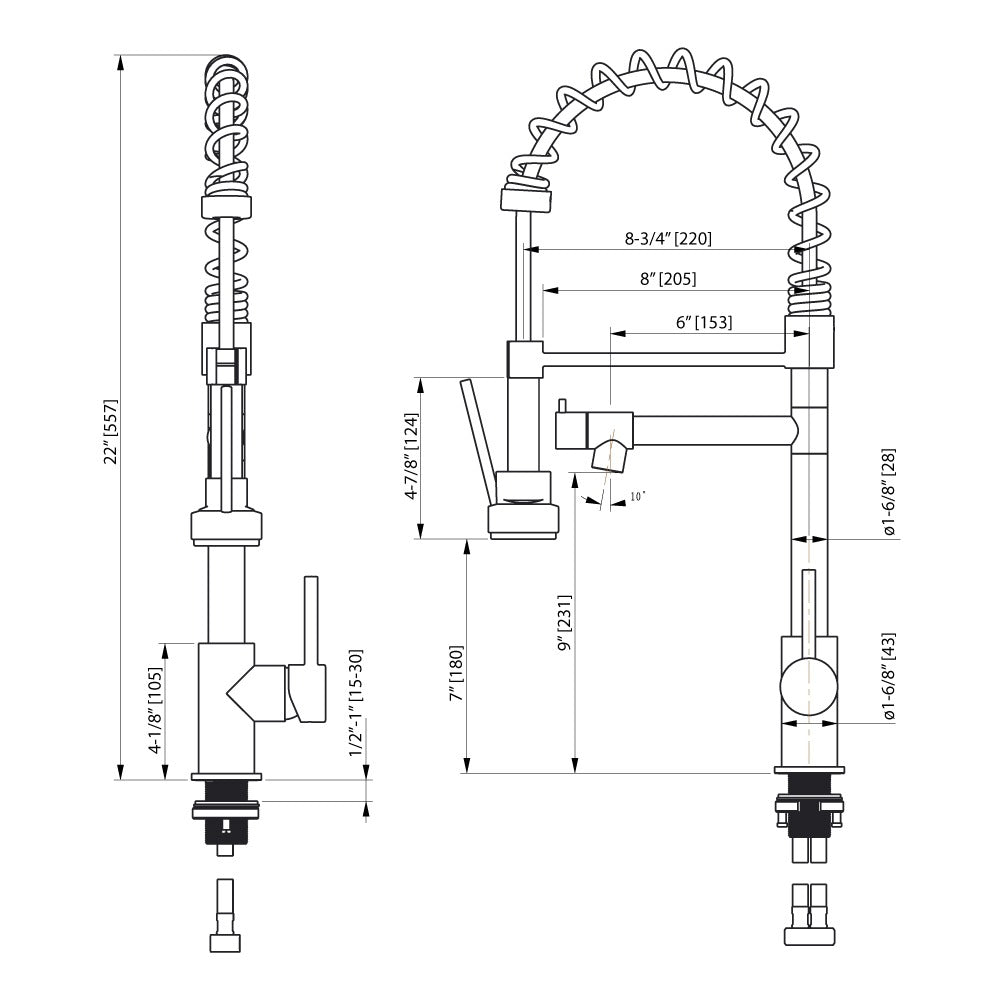 DAKOTA Dakota Plumbing Products DSF-22KCO00CR Spring Kitchen Faucet