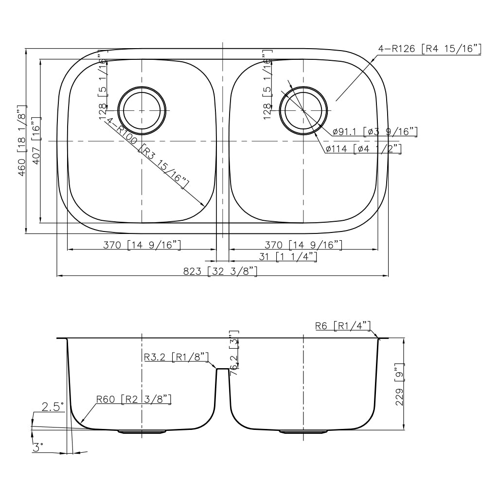 DAKOTA Dakota Plumbing Products DSR-5050LD Undermount Kitchen Sink