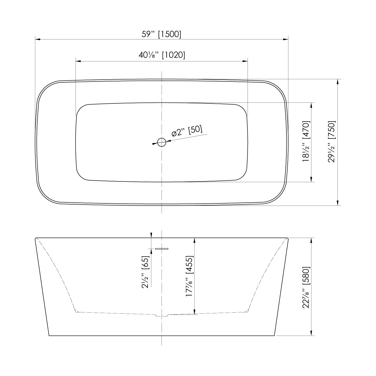 DAKOTA Dakota Plumbing Products DST-FSRCC00W-67 Freestanding Bathtub