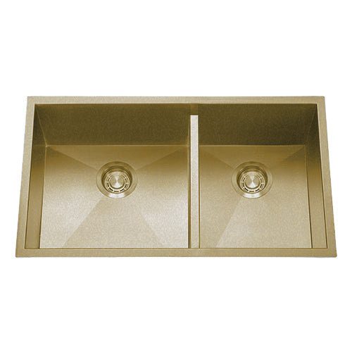 DAKOTA Dakota Plumbing DSZ-6040LDGD 60/40 Undermount Kitchen Sink Gold