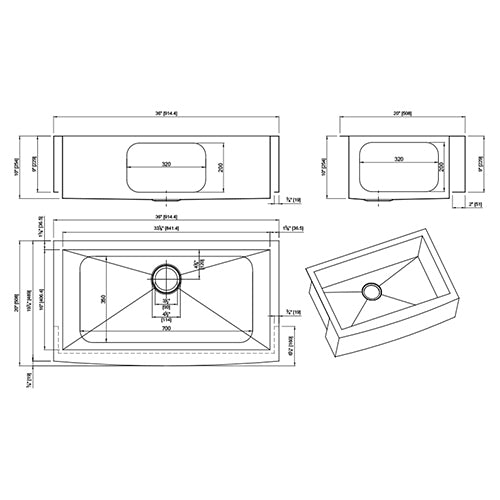 DAKOTA Dakota Plumbing Products DSZ-A3620SV Apron Kitchen Sink