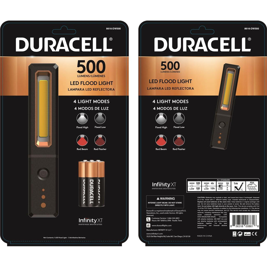 Duracell 8616-DW500  Compact Hand Held Utility Light, 500 Lumens Dry Cell, 3-AA