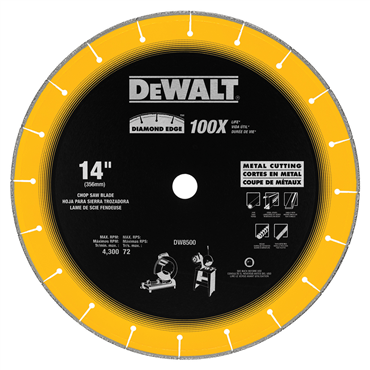 DeWalt DW8500 Diamond Edge Chop Saw Blade 14 Inch Diameter 3/32 Inch Thickness 4300 RPM