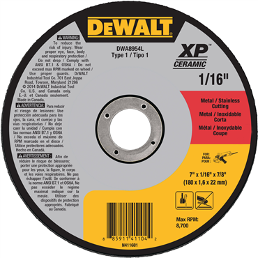 DeWalt DWA8951F Cut Off Wheel 4-1/2 x 7/8 Type 1