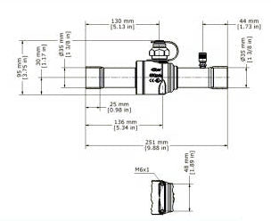 Danfoss 009G8067 1-3/8 x 1-3/8 ODF Soldered x ODF Soldered Shut-Off Bi-Flow Ball Valve