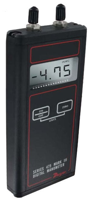 Dwyer 475-0-FM Digital Manometer 0-10 WC Range (Size 0-10.00 WC Range, 5 psig Maximum Pressure)