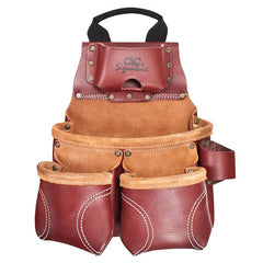 Custom LeatherCraft 21428 10 Pocket Construction Worker's Heavy Duty Leather Nail and Tool Bag