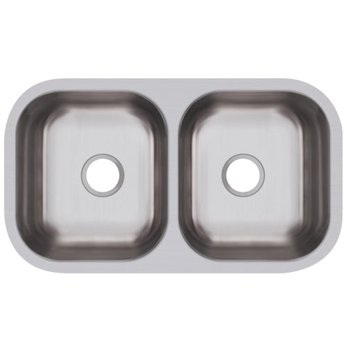 Elkay DCFU31189 Equal Double Bowl Undermount Sink 18 ga (31-3/4 inch L x 18-1/4 inch W x 9 inch D)