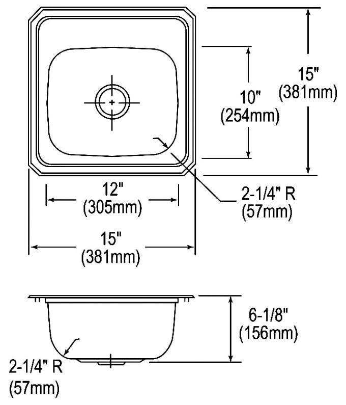 Elkay BCR153 Celebrity Stainless Steel Drop-In Bar Sink