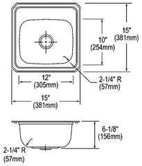 Elkay BCR153 Celebrity Stainless Steel Drop-In Bar Sink