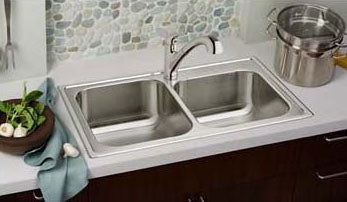 Elkay DD233224 Kitchen Sink 33 x 22 x 7-1/16 Inch 4-Hole Drop-In