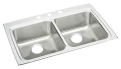 Elkay LRAD3322652 Lustertone Classic Stainless Steel 33 x 22 x 6-1/2 2-Hole Equal Double Bowl Drop-In ADA Sink