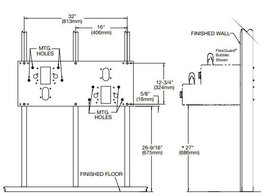 Elkay MPW200 In-Wall Mounting Plate for Bi-Level On-Wall Non-Refrigerated Fountains