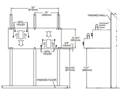 Elkay MPW200 In-Wall Mounting Plate for Bi-Level On-Wall Non-Refrigerated Fountains