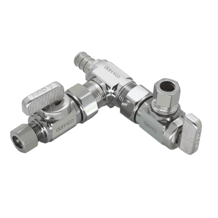 DAHL Dahl Valve EPX3-6001 Mini-Ball Valve Dual Shut-Off 1/2 Crimpex x 3/8 OD Comp x 3/8 OD Comp