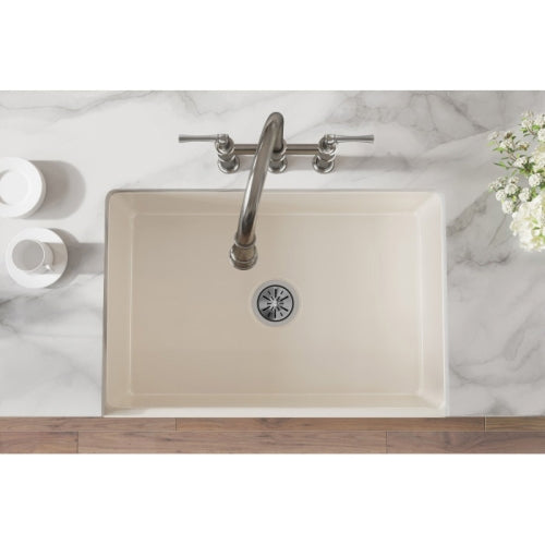 Elkay SWUF28179BI Fireclay 1-Basin Farmhouse Kitchen Sink, 29-7/8 inch L x 19-3/4 inch W x 10-1/16 inch D, Biscuit