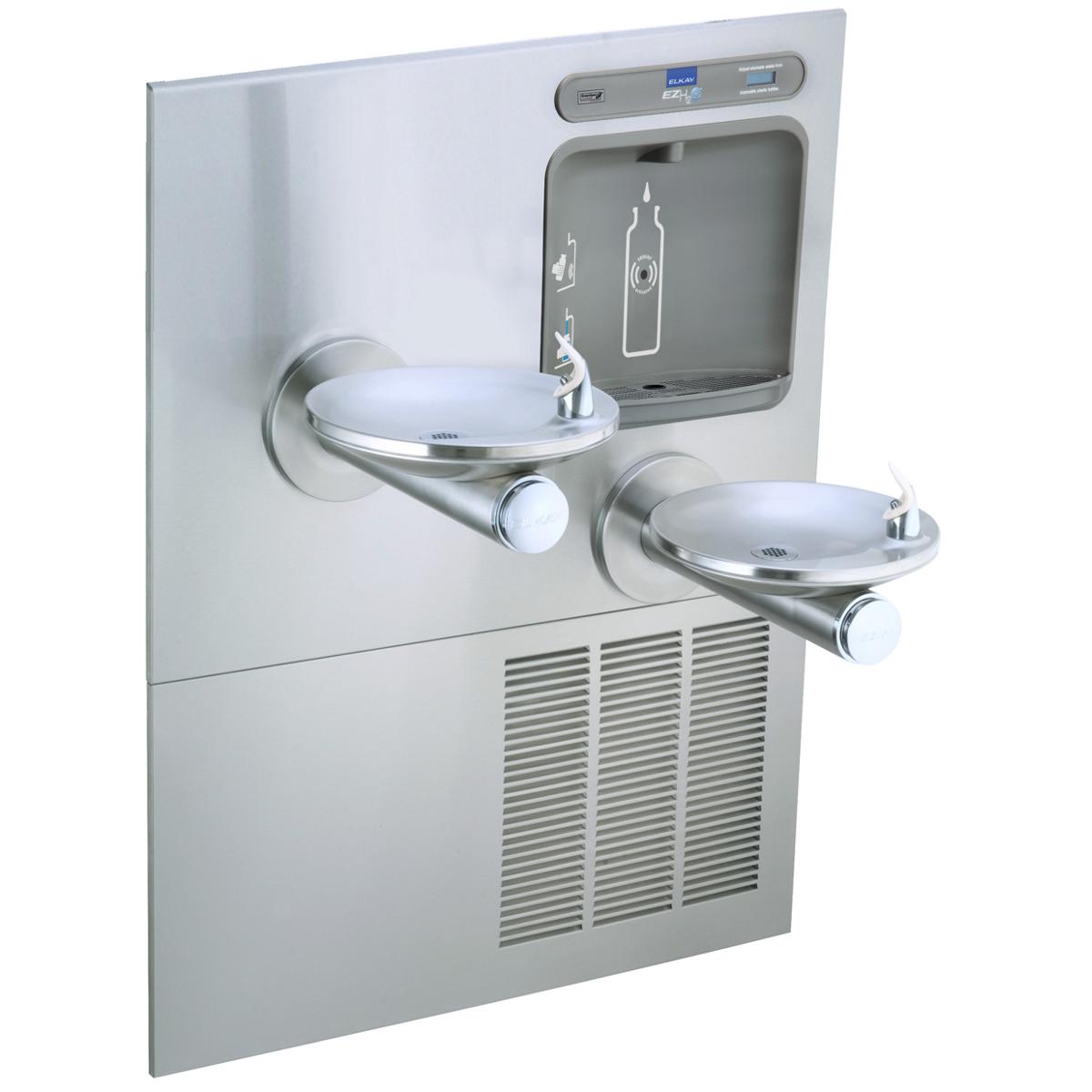 Elkay EZWS-ERPBM28K Elkay ezH2O Bottle Filling Station with Bi-Level Integral SwirlFlo Fountain Refrigerated Non-Filtered Refrigerated Stainless