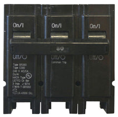 Eaton BR380 Type BR Plug-On Circuit Breaker, 240 VAC, 80 Amp, 10 kAIC, 3 Poles