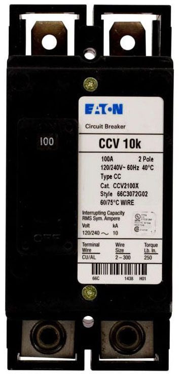 Eaton CCV2100X Tenant Main Circuit Breaker 120/240 VAC 100 Amp 2-Pole