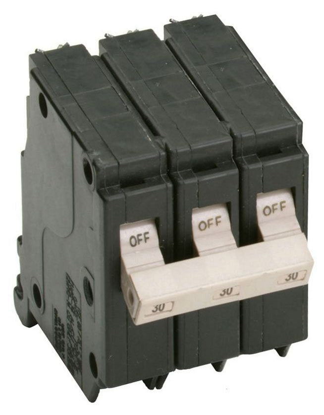 EATON CH330 Type CH Thermal Magnetic Circuit Breaker, 240 VAC, 30 A, 10 kA Interrupt, 3 Poles, Common/Thermal Magnetic Trip