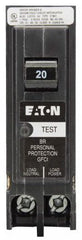 EATON BRP120GF Type BR Ground Fault Circuit Breaker, Plug-on Neutral, 120 VAC, 20 Amp, 10 kAIC, 1-Pole