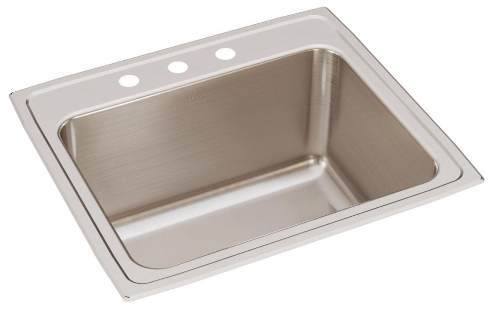 Elkay DLR2522123 Lustertone Classic Stainless Steel 25 x 22 x 12-1/8 3-Hole Single Bowl Drop-In Sink