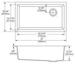 Elkay ELGU13322GS0 33 x 18-3/4 in. Single Bowl Undermount Sink Greystone