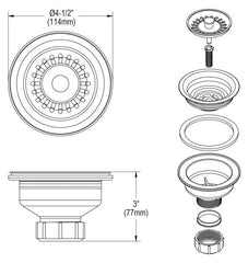 Elkay LKQS35WH - Drain Fitting with Removable Basket Strainer and Rubber Stopper White