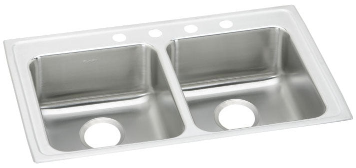 Elkay LRAD3319603 Lustertone Classic Stainless Steel 33 x 19-1/2 x 6, 3-Hole Equal Double Bowl Drop-in ADA Sink