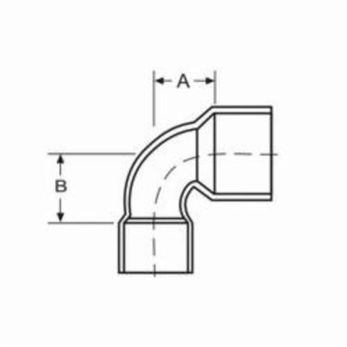 EPC 10031290 107C-R Solder Close Ruff Reducing 90 Deg Elbow, 3/4 x 1/2 In, C x C