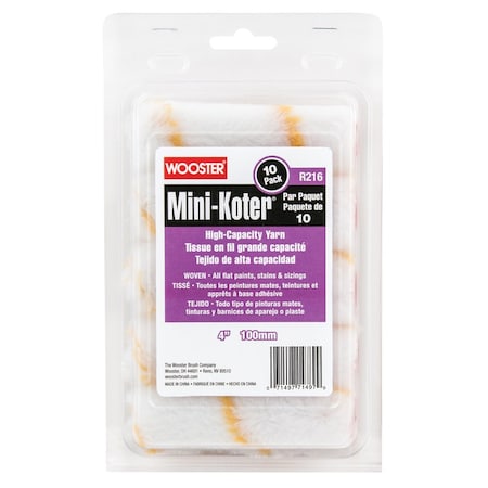 Wooster R216-4 Mini-Koter Yarn 4 in. W Mini Paint Roller Cover 10 pk