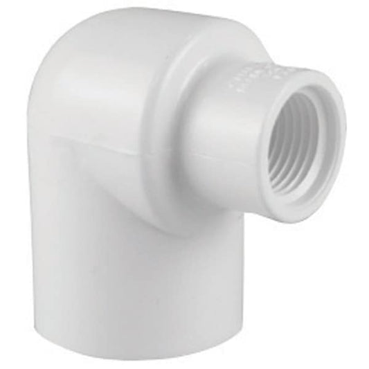 Charlotte Pipe PVC023013000 Plastic Elbow 90 Degree 1 inch x 3/4 inch Socket x Female NPT Thread Schedule 40