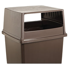 Rubbermaid Commercial FG256V00BRN Glutton Receptacle, Hooded Top, Rectangle, 23w x 26.63d x 13h, Brown