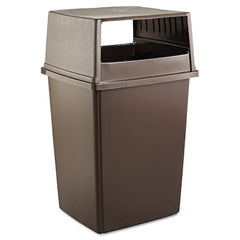 Rubbermaid Commercial FG256V00BRN Glutton Receptacle, Hooded Top, Rectangle, 23w x 26.63d x 13h, Brown