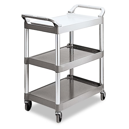 Rubbermaid Commercial FG342488PLAT Economy Plastic Cart Three-Shelf 18.63w x 33.63d x 37.75h Replacement MPN