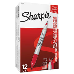 Sharpie 32002 Twin Tip Permanent Marker Red Ultra Fine