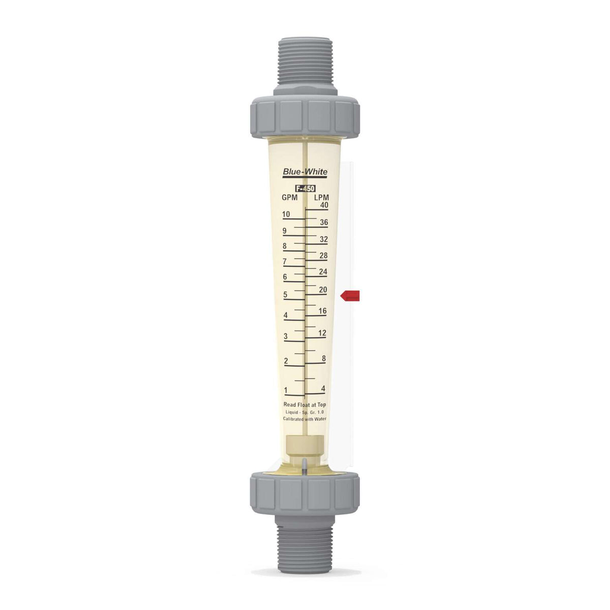 Blue White Industries F-45750L-12 Flowmeter In-Line 3/4 1 - 10GPM