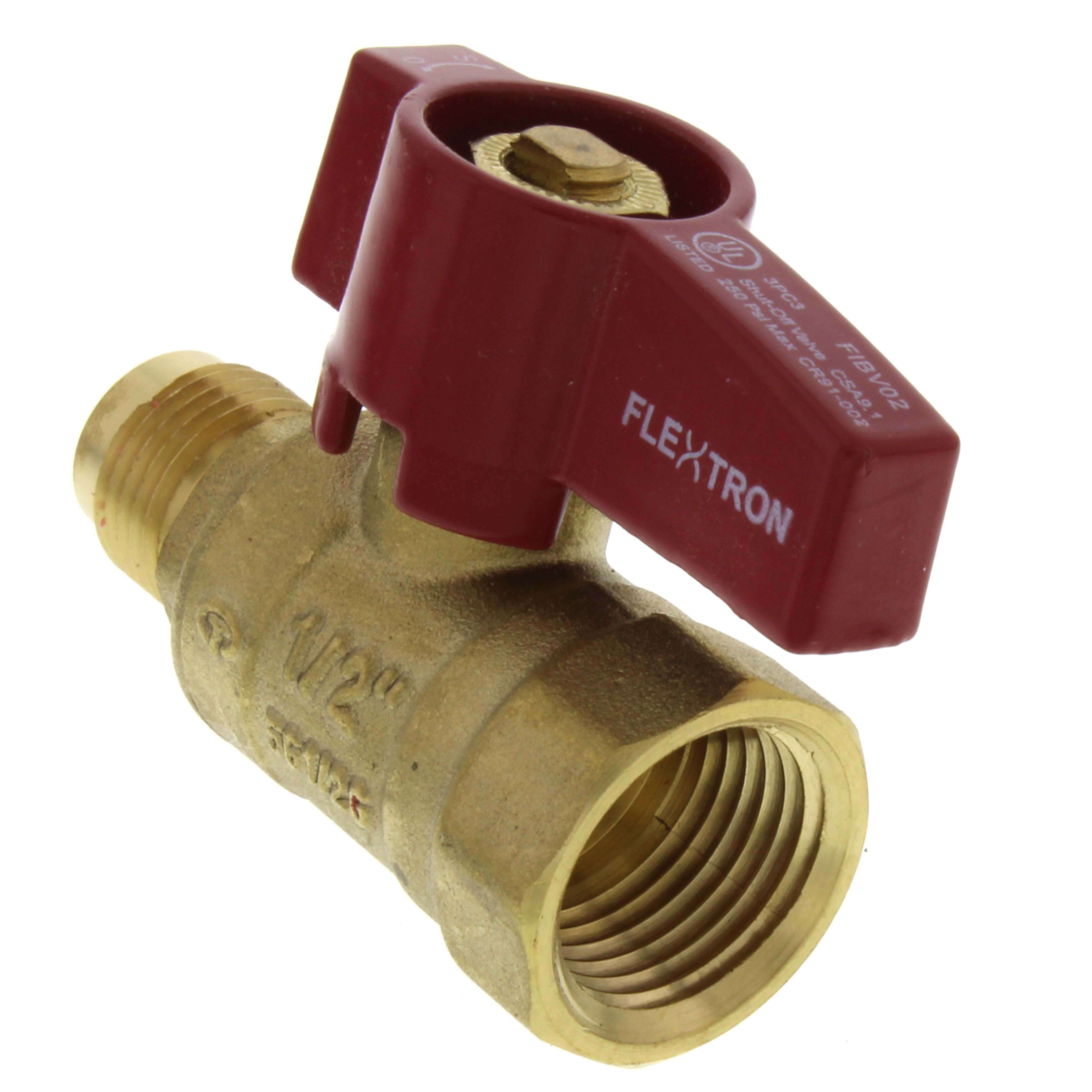 Everflow FTGV-38R12F | 1/2 FIP x 3/8 Flare Gas Ball Valve | FTGV-38R12F