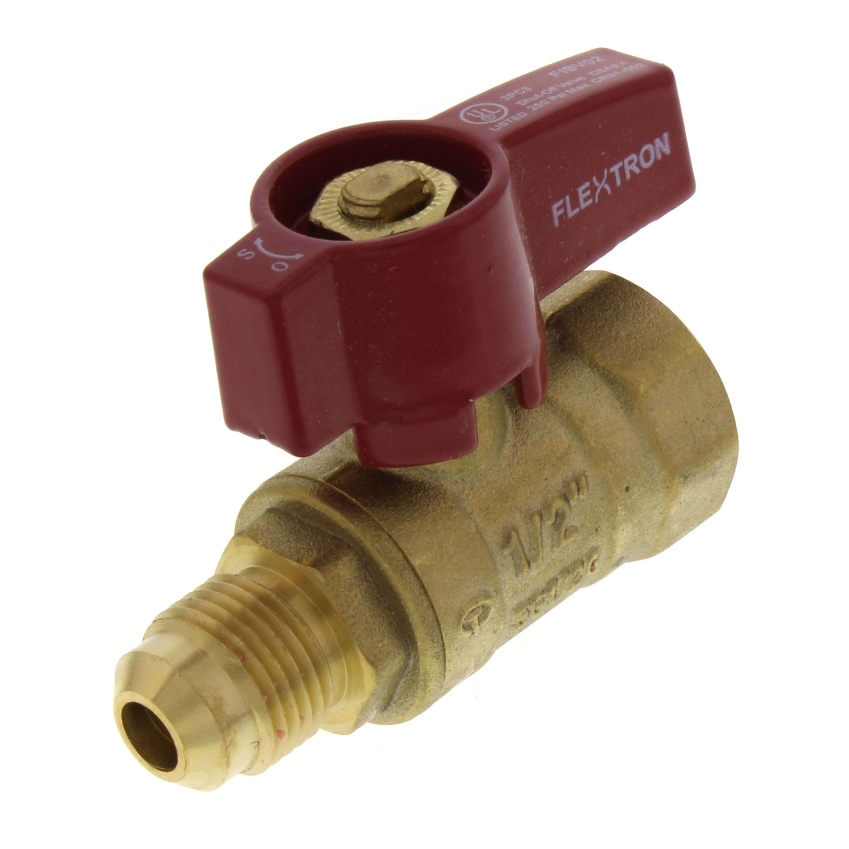 Everflow FTGV-38R12F | 1/2 FIP x 3/8 Flare Gas Ball Valve | FTGV-38R12F