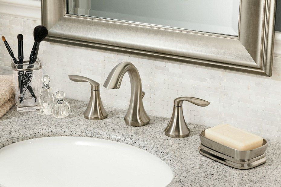 Moen T6420BN Eva Two Handle Widespread Bathroom Faucet Trim Kit in Brushed Nickel