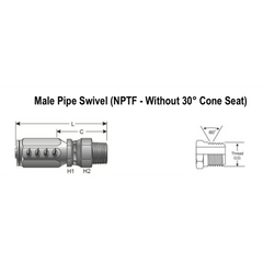 Gates 6C1T-6RMPX Crimp-On Fitting - 3/8 in Hose ID, 3/8 NPTF