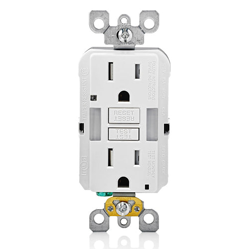 Leviton GFNL1-W Self-Test SmartlockPro Slim Guide Light GFCI Receptacle 15 Amp 125 Volt 20 Amp Feed-Through