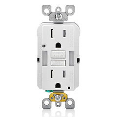 Leviton GFNL1-W Self-Test SmartlockPro Slim Guide Light GFCI Receptacle 15 Amp 125 Volt 20 Amp Feed-Through