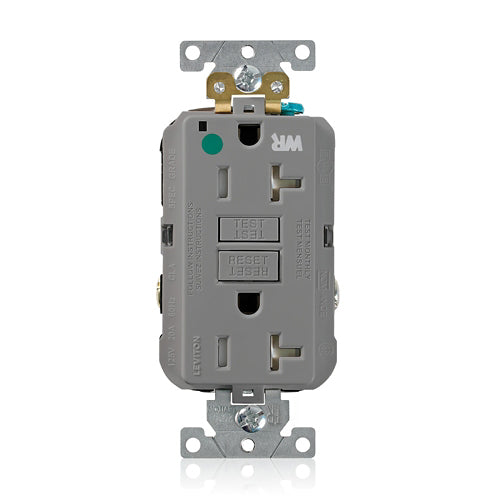 Leviton GFWT2-HGG 20 Amp 125 Volt SmartlockPro Self-Test GFCI Duplex Receptacle NEMA 5-20R